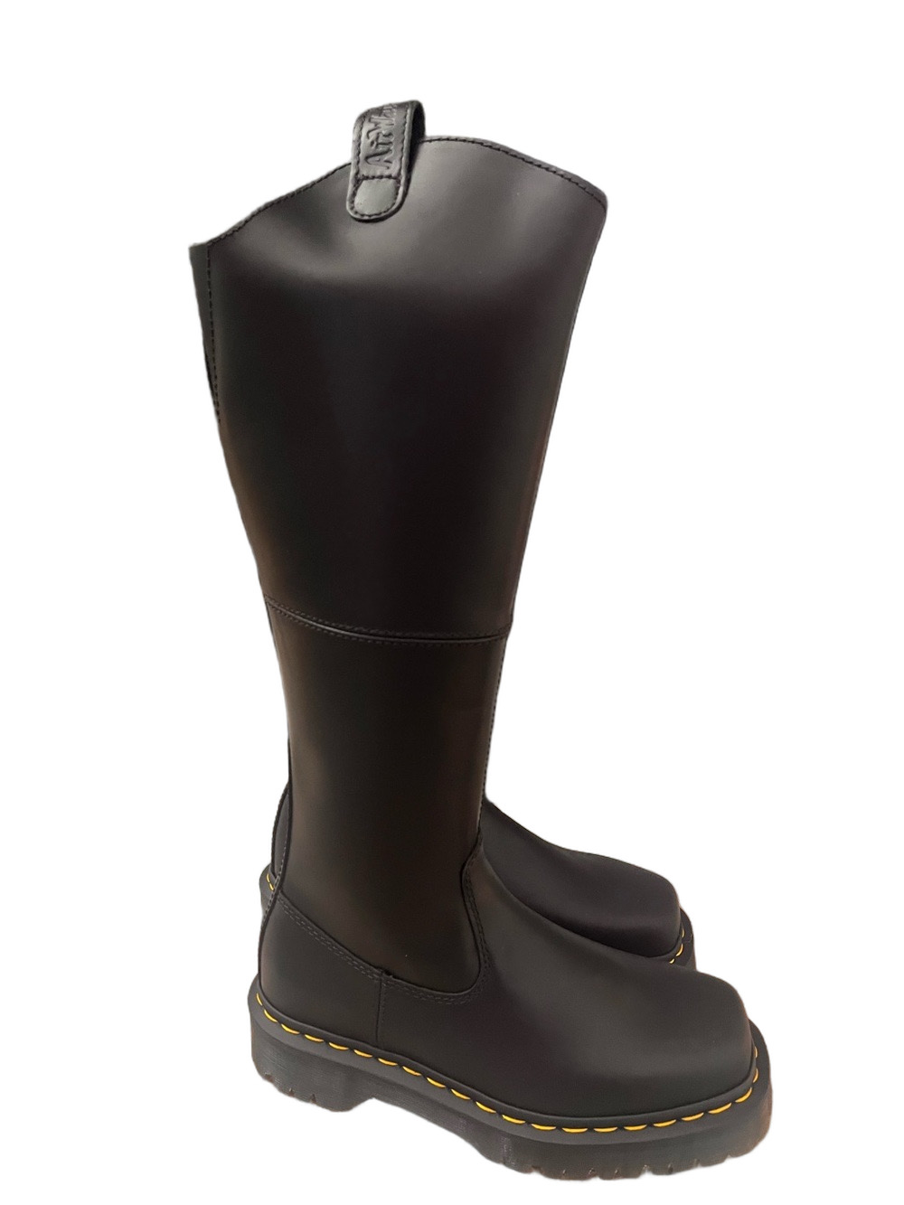 Dr. Martens Amaayah Black Tall Leather Boots Knee High Womens 6 Side Zipper
